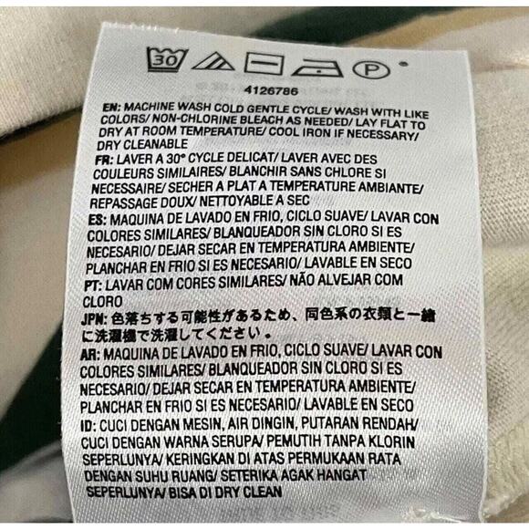 Volcom Volarco Long Sleeve Polo Shirt L 100% Cotton Boxy Striped Cream Green - Picture 9 of 12